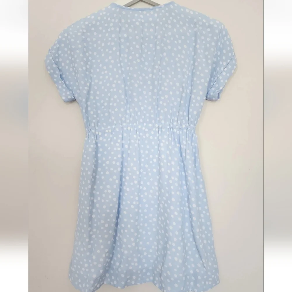 ZARA GIRLS BLUE WHITE  POLKA DOT  ELASTIC WAIST LIGHT DRESS SZ.8 - Picture 2 of 10